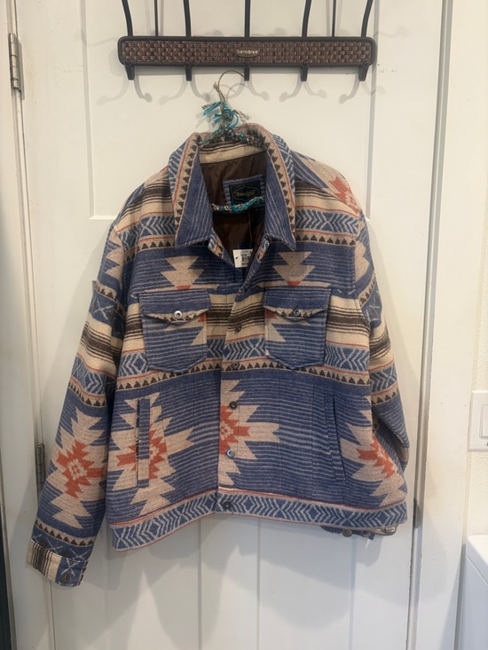 Threadgrit Jackets & Blazers - Southwestern Pattern Button-Front Jacket - Blue & Cream